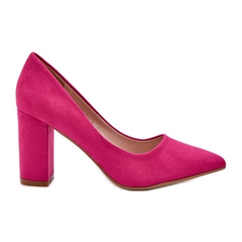 Pompes pour femmes sur le pilier en daim eco fuchsia rose