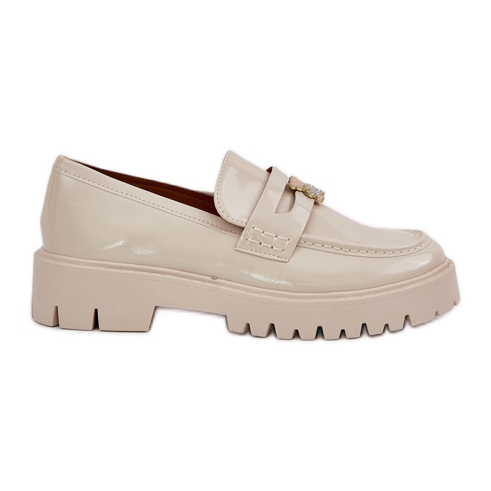 Mocassins pour femmes peintes avec épingles beige ours