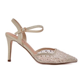 Talons décorés avec un talon en or ouvert doré