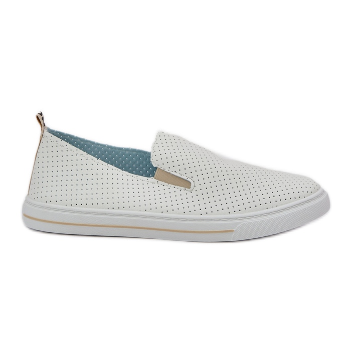 Sneakers de baskets pour femmes en cuir Eco Slipped avec beige léger