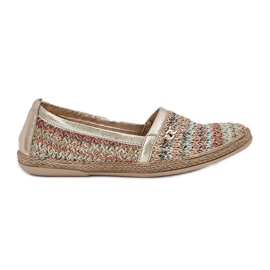 Espadrilles en cuir élégant avec une tresse multikolor Zazoo 10178 doré