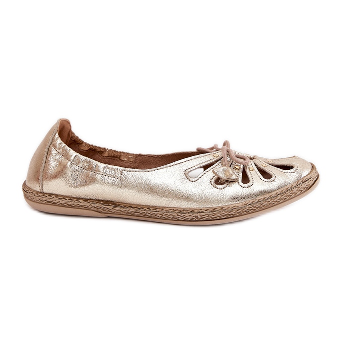 Ballerines plates en cuir naturel Zazoo 10179 Zlotys d'or