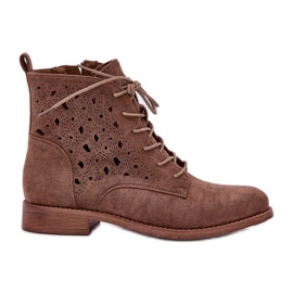 S.Barski Bottes à lacets en daim avec un motif ouvert S. Barski Hy51-136 Brown brun