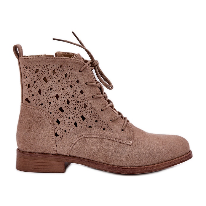 S.Barski Bottes à lacets en daim avec un modèle ouvert S. Barski Hy51-136 Beige