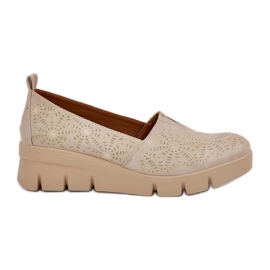 Jezzi Chaussures pour femmes avec un motif de coin or ouvert doré