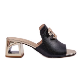 Talons en cuir élégant Laura Messi 2875 noir et or le noir