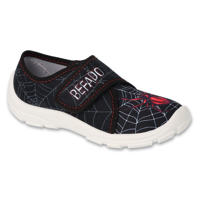 Chaussons enfants Befado 974X565 noirs avec application araignée le noir
