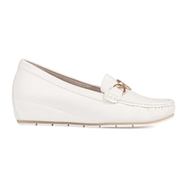 Goodin Mocassins de coin blanc avec décoration dorée