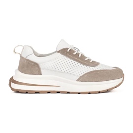 Goodin Chaussures de sport en cuir en cuir sur une semelle blanche épaisse