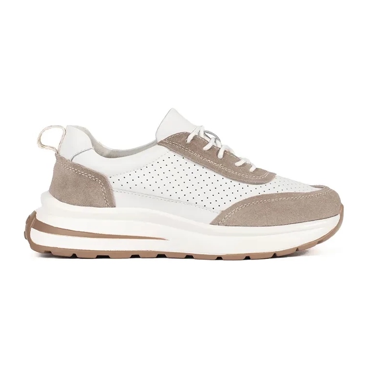 Goodin Chaussures de sport en cuir en cuir sur une semelle blanche épaisse