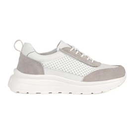 Goodin Chaussures de sport en cuir en cuir sur une semelle épaisse blanche