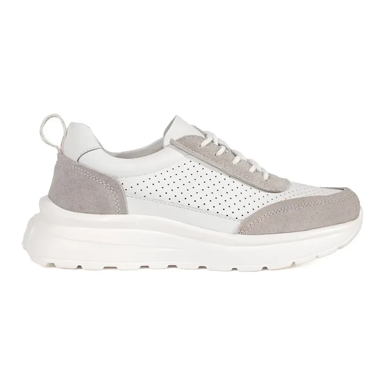 Goodin Chaussures de sport en cuir en cuir sur une semelle épaisse blanche