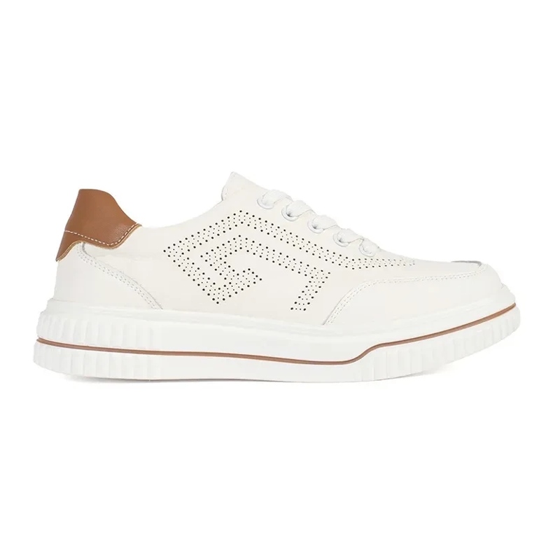 Goodin Baskets en cuir de poinçonnage blanc blanche