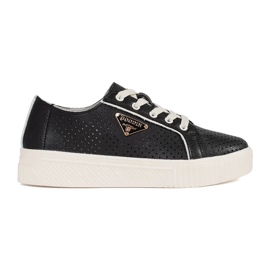 Goodin Baskets en cuir noir sur la plate-forme le noir