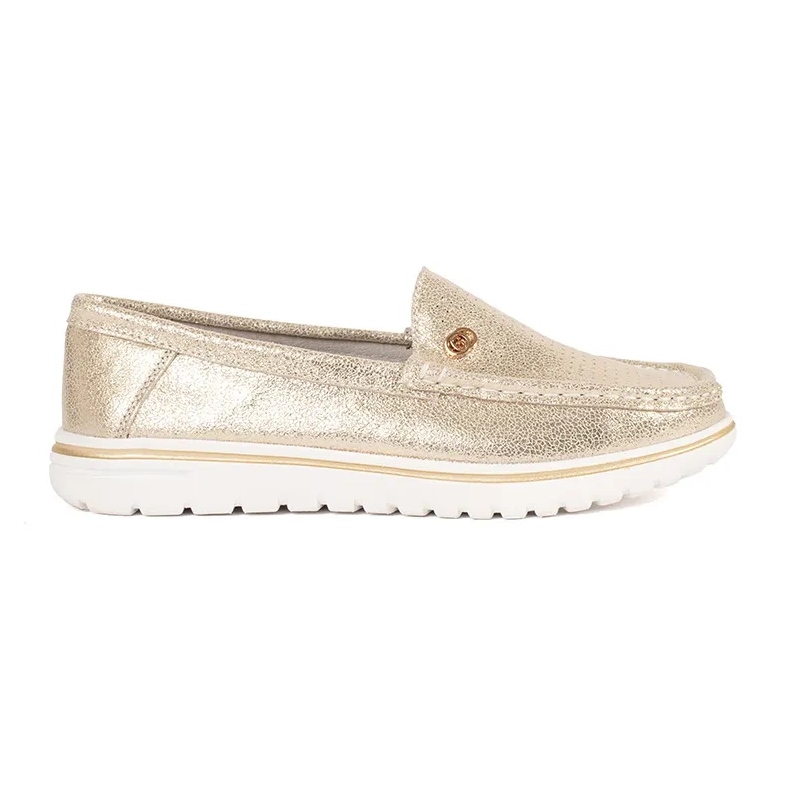Goodin Mocassins métalliques dorés en cuir naturel d'or