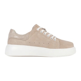 Goodin Baskets en cuir beige sur une semelle épaisse