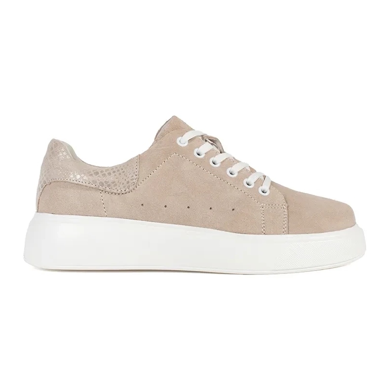 Goodin Baskets en cuir beige sur une semelle épaisse