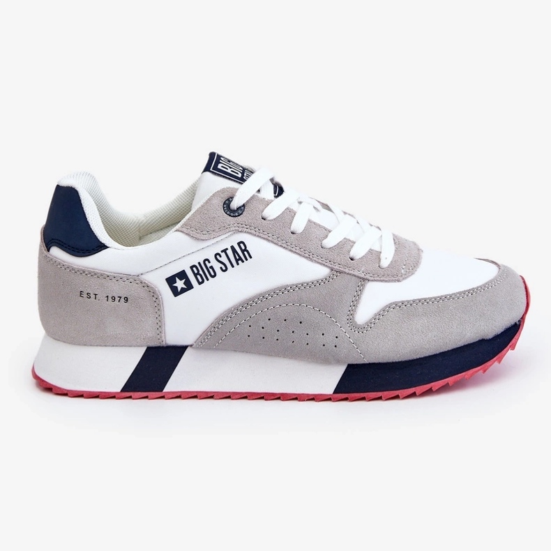 Chaussures de sport pour hommes mousse Mémoire Big Star LL174160 blanc avec gris blanche