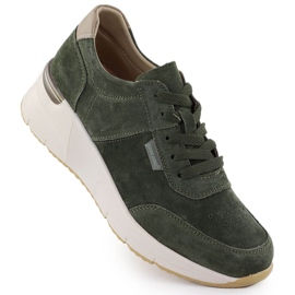 Baskets en cuir sur coin Sergio Leone SP104 cales en daim vert