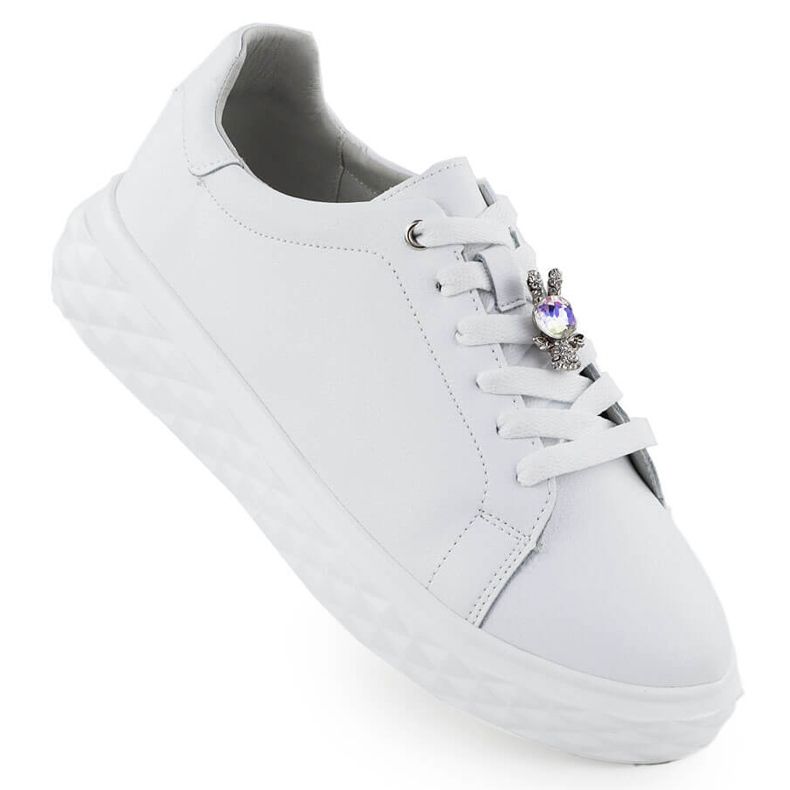 Chaussures en cuir pour femmes avec un ornement sur la plate-forme blanche Sergio Leone SP110