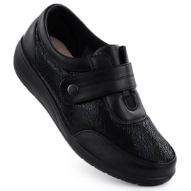 Chaussures confortables des femmes avec Velcro Black UniSoft 9022 le noir