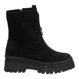 Travailleurs du cuir féminin Pollonus Black Velor 5-1601-001 noir
