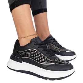 Baskets pour femmes noires avec zircons le noir