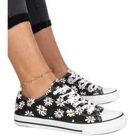 Baskets en tissu pour femmes noires avec des fleurs le noir
