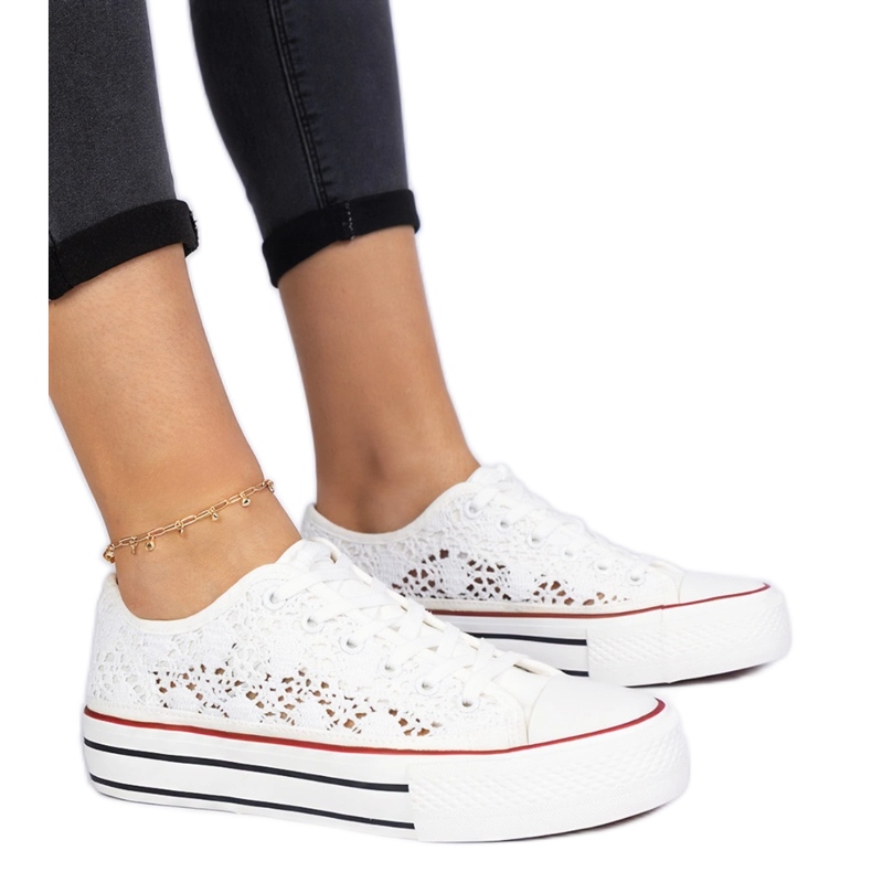 Baskets féminines de l'Openwork blanche