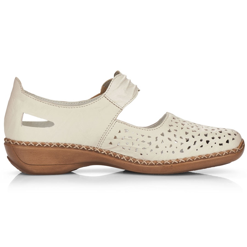 Chaussures en cuir pour femmes avec Velcro Beige Rieker 41399-14