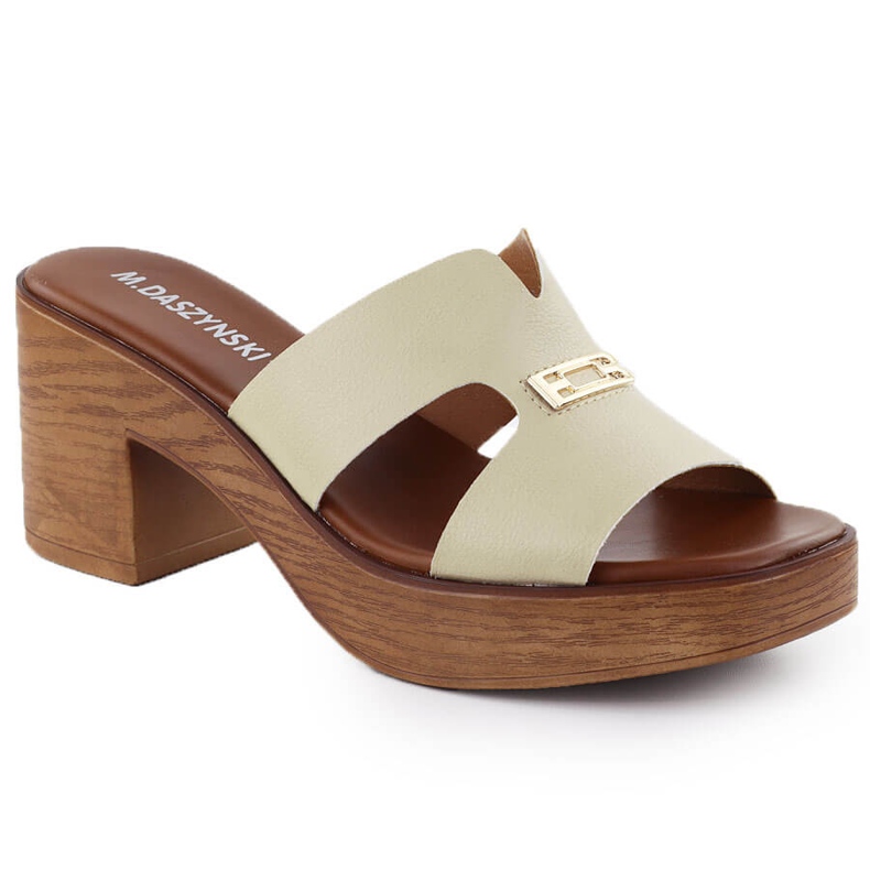 Slippers pour femmes sur le post Beige M. Daszyński MR23126-11