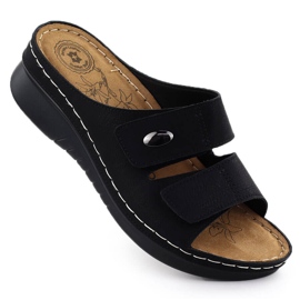 Flip pour femmes -flops sur les coins ajusté Black Evento 1602 noir