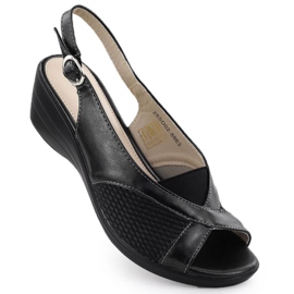 Sandales féminines sur des coins confortables Black Evento 8863 noir