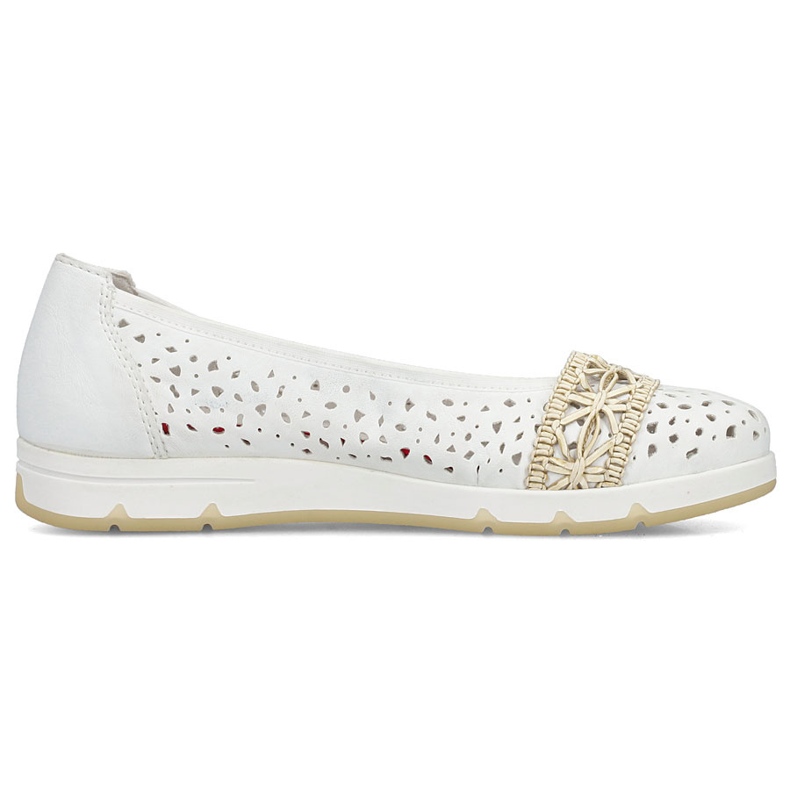 Ballerinas pour femmes Openwork confortable White Rieker L3062-80 blanche
