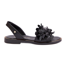 Sandales en cuir avec talons plats zazoo 40425 noir