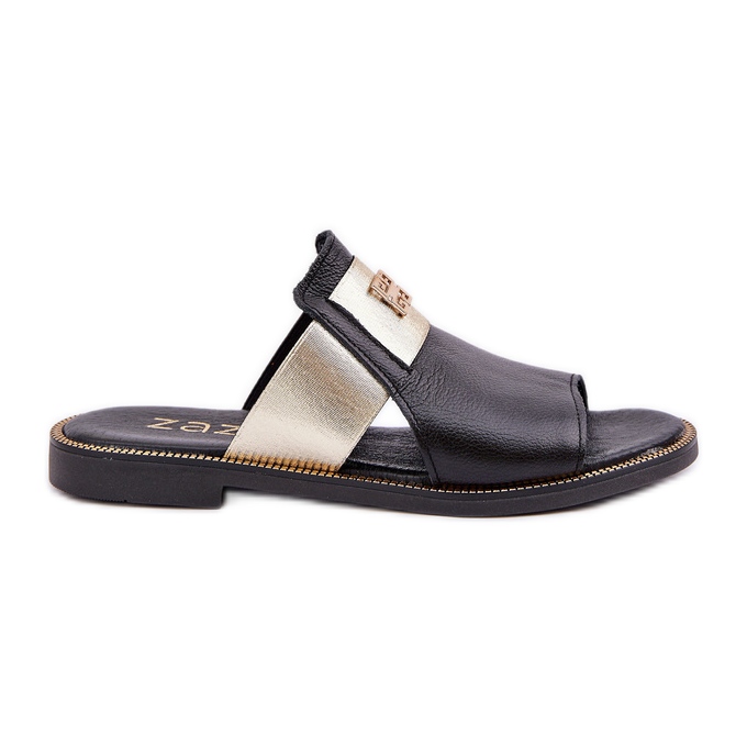 Les tongs en cuir naturel élégant zazoo 40423 noir le noir