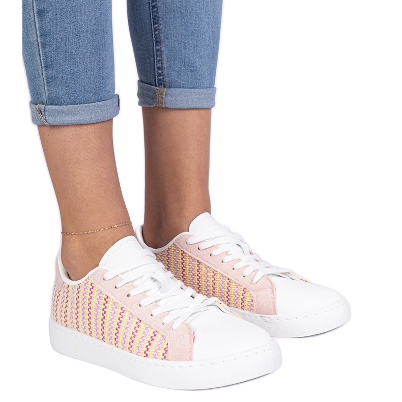 Baskets de matériau des femmes roses