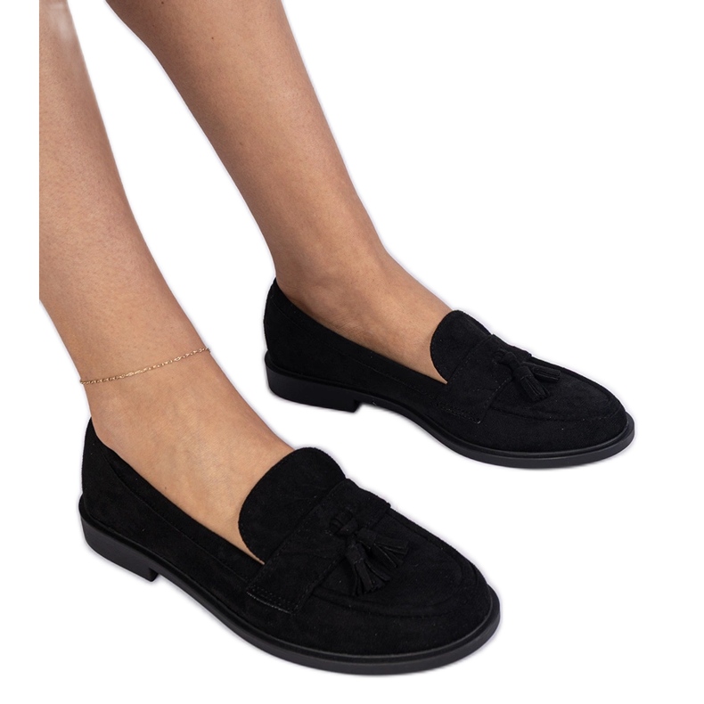 Mandards pour femmes noires d'Ekozamsz avec des franges le noir