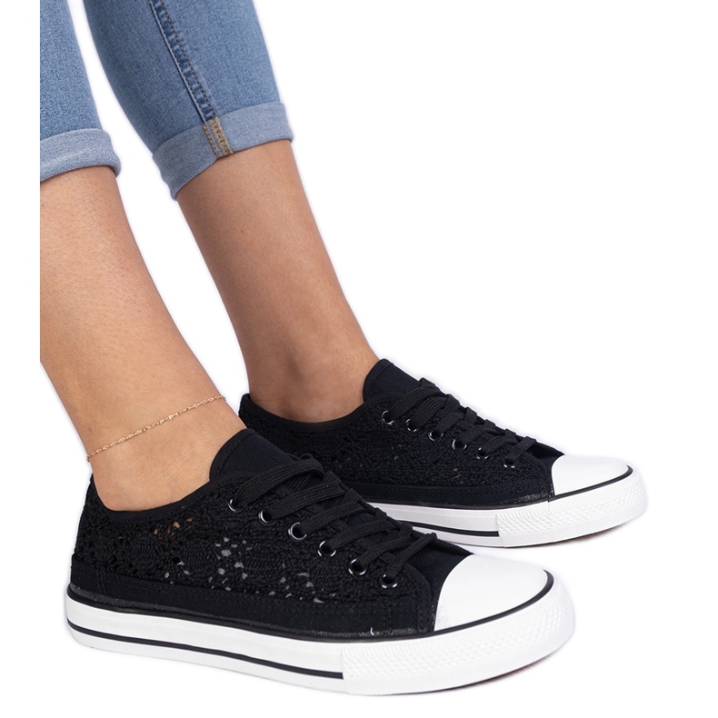 Baskets pour femmes ouvertes noires le noir