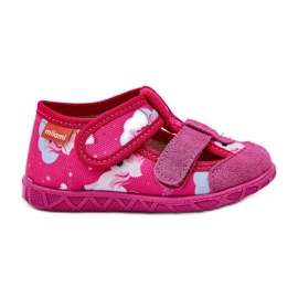 Slippers pour enfants pour Velcro dans Unicorn Fuchsia rose Slippers pour enfants pour Velcro dans Unicorn Fuchsia rose
