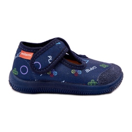 Slippers pour enfants Velcro bleu marine flexible