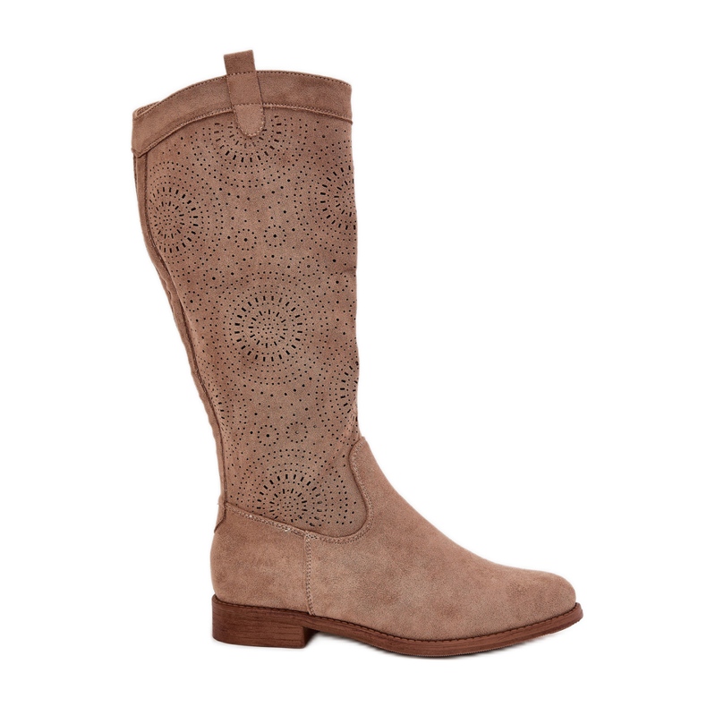 S.Barski Bottes avec un talon plat ouvert Upper S. Barski Hy51-860 beige