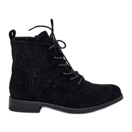 S.Barski Bottes à lacets avec un motif ouvert S. Barski Hy51-136 Black le noir