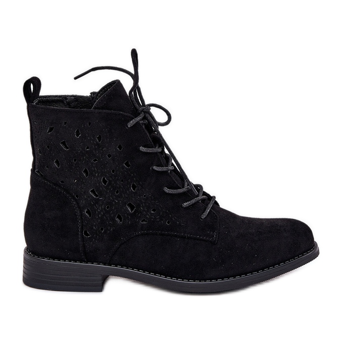 S.Barski Bottes à lacets avec un motif ouvert S. Barski Hy51-136 Black le noir