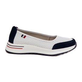 Ballerines de coin blanc et bleu marine blanche