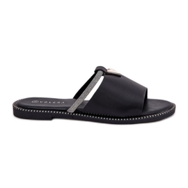 Les tongs à tobeaux en cuir écologique avec une sangle noire de bande décorative Les tongs à tobeaux en cuir écologique avec une sangle noire de bande décorative
