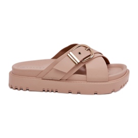 Pantoufles sur la plate-forme avec une boucle beige