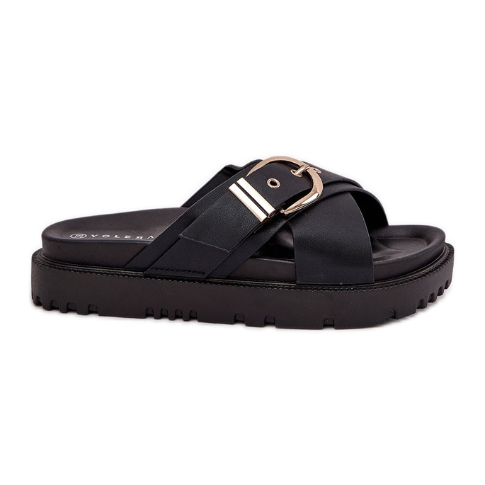 Pantoufles sur la plate-forme avec une boucle noire