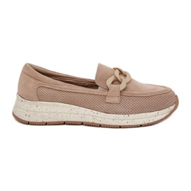 S.Barski Mocassins en daim sur la plate-forme avec une chaîne beige D&amp;A TW552