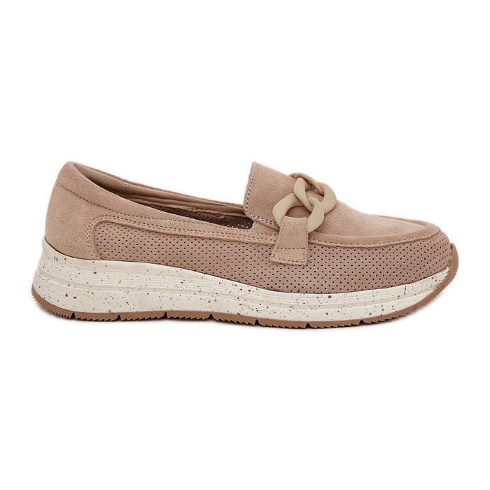 S.Barski Mocassins en daim sur la plate-forme avec une chaîne beige D&amp;A TW552